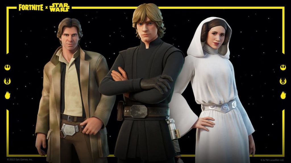 Luke Skywalker, Leia y Han Solo se suman a&nbsp;Fortnite